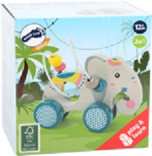 Eléphant à pousser avec circuit de motricité "jungle"